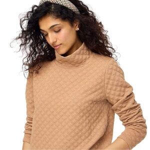 Women’s J.CREW Tan Quilted Long Sleeve Top Size S